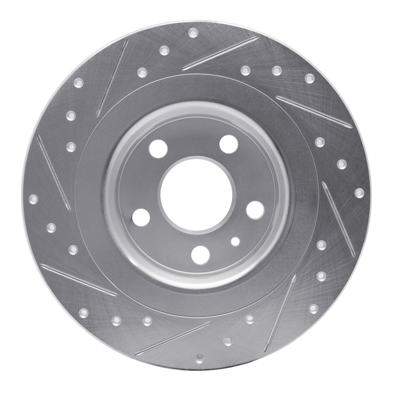 Volvo S60 Brake Rotor (1) - Rear Right - R1 Concepts - Drilled & Slotted - Silver - `18-`25